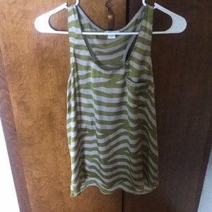 Zebra striped green and cream colored tank top